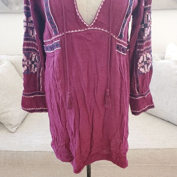 🍂 FREE PEOPLE 🍂 | 'All My Life' Embroidered Minidress - [size XS in Wine] - Picture 8 of 15